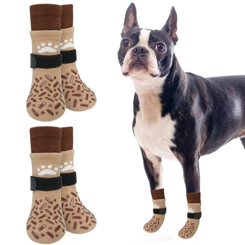 SCENEREAL Hundesocken gegen Lecken von Pfoten für heiße/kalte Gehwege, rutschfeste lange Hundesocken für Hartholzböden, Hundeschuhe, Stiefeletten und Pfotenschutz für kleine, mittelgroße und große von SCENEREAL