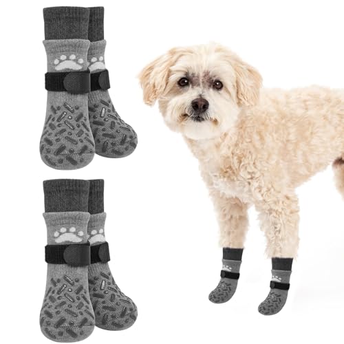 SCENEREAL Hundesocken gegen Lecken von Pfoten für heiße/kalte Gehwege, rutschfeste lange Hundesocken für Hartholzböden, Hundeschuhe, Stiefeletten und Pfotenschutz für kleine, mittelgroße und große von SCENEREAL