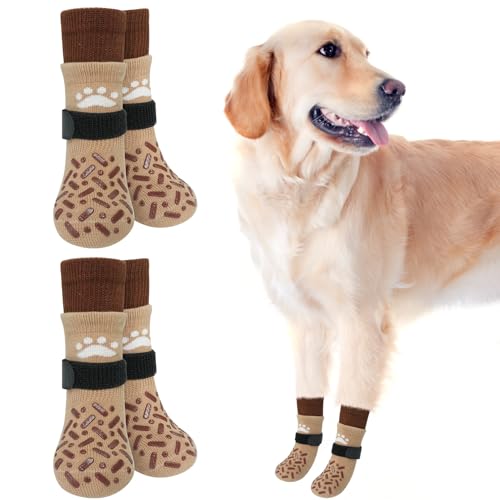 SCENEREAL Hundesocken gegen Lecken von Pfoten für heiße/kalte Gehwege, rutschfeste lange Hundesocken für Hartholzböden, Hundeschuhe, Stiefeletten und Pfotenschutz für kleine, mittelgroße und große von SCENEREAL