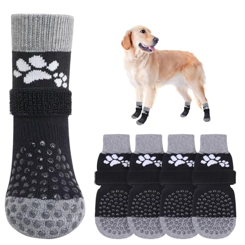 SCENEREAL Rutschfeste Hundesocken gegen Lecken von Pfoten für Hartholzböden, Stiefel und Pfotenschutzschuhe für heiße/kalte Gehwege mit Greifern, doppelseitige Griffe für kleine, mittelgroße und große SCENEREAL Rutschfeste Hundesocken gegen Lecken von Pfoten für Hartholzböden, Stiefel und Pfotenschutzschuhe für heiße/kalte Gehwege mit Greifern, doppelseitige Griffe für kleine, mittelgroße und große von SCENEREAL