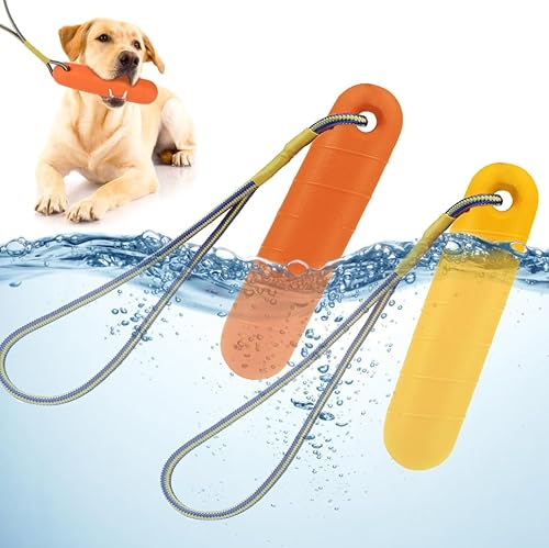 SCENEREAL Interaktives Pool-Spielzeug für kleine bis große Hunde, robustes Hundespielzeug, schwimmendes Spielzeug, 2 Stück, Apportier-Stoßstangen mit strapazierfähigem Seil für Sommertraining, von SCENEREAL