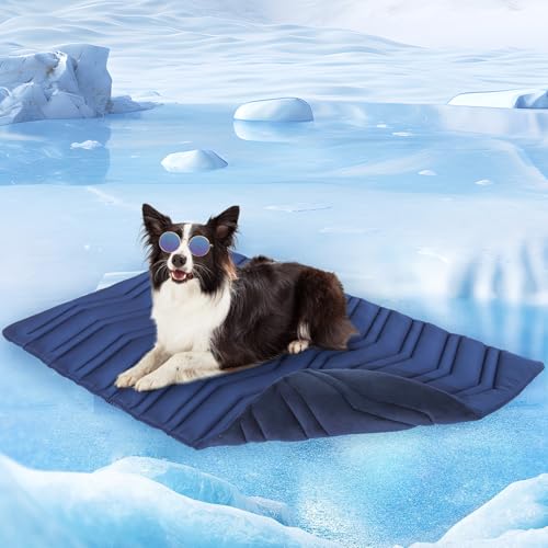 SCENEREAL Kühlmatte für Hundekäfige, dicke, selbstkühlende Hundematte, wendbar (kühl und warm), 121,9 x 71,1 cm, kühles Bett für mittelgroße und XL-Hunde, maschinenwaschbar, langlebig, ungiftiges Gel von SCENEREAL