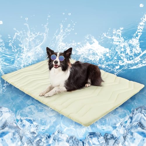 SCENEREAL Kühlmatte für Hundekäfige, dicke, selbstkühlende Hundematte, wendbar (kühl und warm), 121,9 x 71,1 cm, kühles Bett für mittelgroße und XL-Hunde, maschinenwaschbar, langlebig, ungiftiges Gel von SCENEREAL