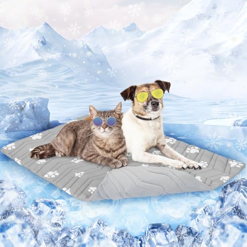 SCENEREAL Kühlmatte für Hundekäfige, dicke, selbstkühlende Hundematte, wendbar (kühl und warm), 91,4 x 58,4 cm, kühles Bett für mittelgroße und XL-Hunde, maschinenwaschbar, langlebig, ungiftiges Gel von SCENEREAL
