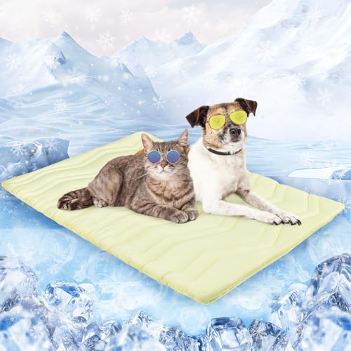 SCENEREAL Kühlmatte für Hundekäfige, dicke, selbstkühlende Hundematte, wendbar (kühl und warm), 91,4 x 58,4 cm, kühles Bett für mittelgroße und XL-Hunde, maschinenwaschbar, langlebig, ungiftiges Gel von SCENEREAL
