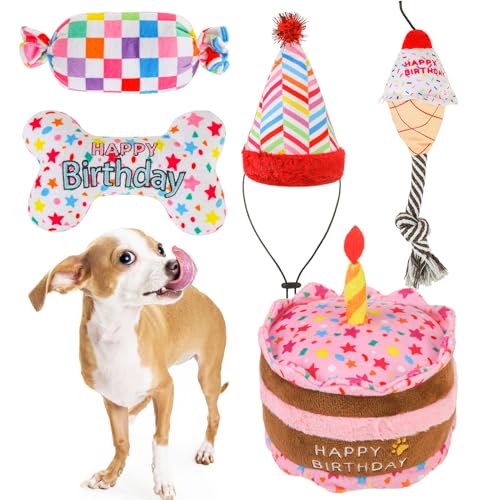 SCENEREAL Quietschendes Spielzeug-Set für Hunde, 5 Stück, gefülltes Plüsch-Haustierspielzeug, Geburtstagsgeschenk für Hunde, Jungen und Mädchen, Geburtstagsparty, niedlich, langlebig, interaktiv, SCENEREAL Quietschendes Spielzeug-Set für Hunde, 5 Stück, gefülltes Plüsch-Haustierspielzeug, Geburtstagsgeschenk für Hunde, Jungen und Mädchen, Geburtstagsparty, niedlich, langlebig, interaktiv, von SCENEREAL