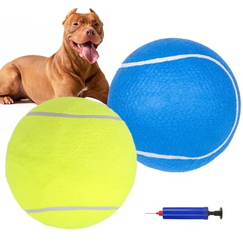 SCENEREAL Riesiger Tennisball für Hunde, 2 Stück, 24,1 cm, aufblasbare Hundespielzeugbälle für kleine, mittelgroße und große Hunde, lustiger interaktiver Sportball für drinnen und draußen, Training, SCENEREAL Riesiger Tennisball für Hunde, 2 Stück, 24,1 cm, aufblasbare Hundespielzeugbälle für kleine, mittelgroße und große Hunde, lustiger interaktiver Sportball für drinnen und draußen, Training, von SCENEREAL
