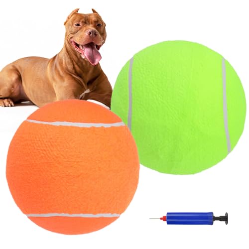 SCENEREAL Riesiger Tennisball für Hunde, 2 Stück, verbessert, dick, 24,1 cm, große Tennisbälle für Hunde, Halloween-Hundespielzeug, Geburtstagsgeschenk, aufblasbarer, interaktiver Ball für große SCENEREAL Riesiger Tennisball für Hunde, 2 Stück, verbessert, dick, 24,1 cm, große Tennisbälle für Hunde, Halloween-Hundespielzeug, Geburtstagsgeschenk, aufblasbarer, interaktiver Ball für große von SCENEREAL