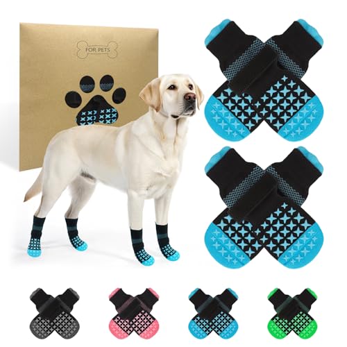 SCENEREAL Rutschfeste Hundesocken, um das Lecken von Pfoten zu verhindern, Hundeschuhe und Pfotenschutz für heiße Gehweg-Hartholzböden, Traktionskontrolle für kleine, mittelgroße und große ältere von SCENEREAL