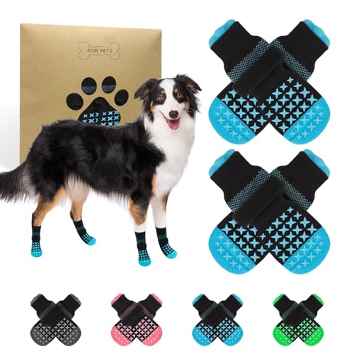 SCENEREAL Rutschfeste Hundesocken, um das Lecken von Pfoten zu verhindern, Hundeschuhe und Pfotenschutz für heiße Gehweg-Hartholzböden, Traktionskontrolle für kleine, mittelgroße und große ältere von SCENEREAL