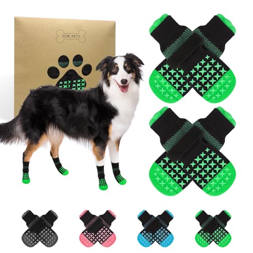 SCENEREAL Rutschfeste Hundesocken, um das Lecken von Pfoten zu verhindern, Hundeschuhe und Pfotenschutz für heiße Gehweg-Hartholzböden, Traktionskontrolle für kleine, mittelgroße und große ältere von SCENEREAL