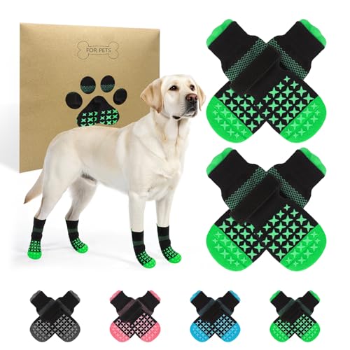 SCENEREAL Rutschfeste Hundesocken, um das Lecken von Pfoten zu verhindern, Hundeschuhe und Pfotenschutz für heiße Gehweg-Hartholzböden, Traktionskontrolle für kleine, mittelgroße und große ältere von SCENEREAL