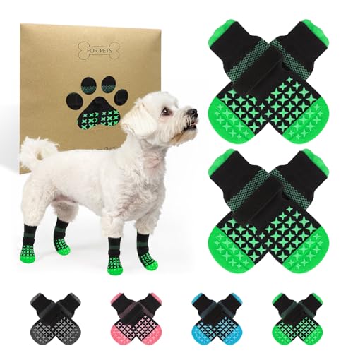 SCENEREAL Rutschfeste Hundesocken, um das Lecken von Pfoten zu verhindern, Hundeschuhe und Pfotenschutz für heiße Gehwege, Hartholzböden, Traktionskontrolle für kleine, mittelgroße und große ältere von SCENEREAL
