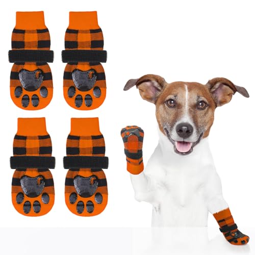 SCENEREAL Rutschfeste Hundesocken für Hartholzböden, kalt/heißer Gehweg, doppelseitige Hundestiefel und Pfotenschutz, um das Lecken der Pfoten zu verhindern, rutschfeste Socken für kleine, mittelgroße von SCENEREAL
