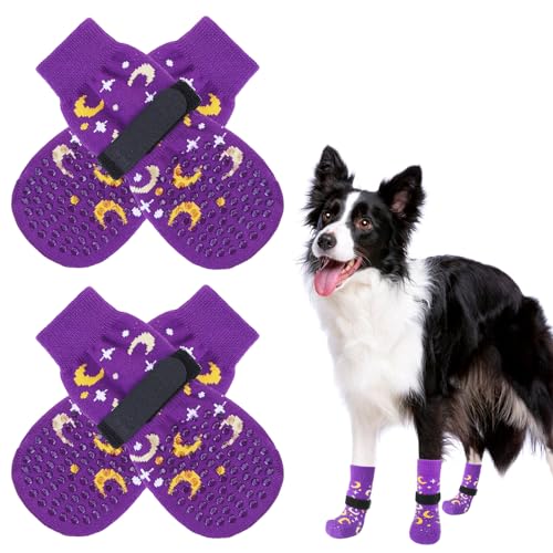 SCENEREAL Rutschfeste Hundesocken für heiße/kalte Gehwege, doppelseitige Hundestiefel und Pfotenschutz, um das Lecken der Pfoten zu verhindern, rutschfeste Anti-Rutsch-Socken für kleine, mittelgroße von SCENEREAL