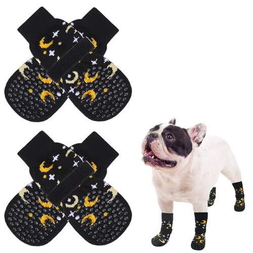 SCENEREAL Rutschfeste Hundesocken für heiße/kalte Gehwege, doppelseitige Hundestiefel und Pfotenschutz, um das Lecken der Pfoten zu verhindern, rutschfeste rutschfeste Socken für kleine, mittelgroße von SCENEREAL