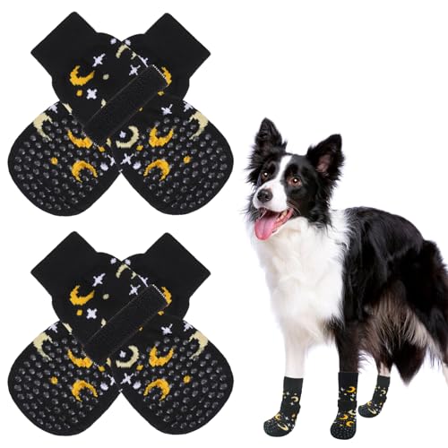 SCENEREAL Rutschfeste Hundesocken für heiße/kalte Gehwege, doppelseitige Hundestiefel und Pfotenschutz, um das Lecken der Pfoten zu verhindern, rutschfeste rutschfeste Socken für kleine, mittelgroße von SCENEREAL
