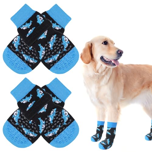 SCENEREAL Rutschfeste Hundesocken für heiße/kalte Gehwege, doppelseitige Hundestiefel und Pfotenschutz, um das Lecken der Pfoten zu verhindern, rutschfeste rutschfeste Socken für kleine, mittelgroße von SCENEREAL