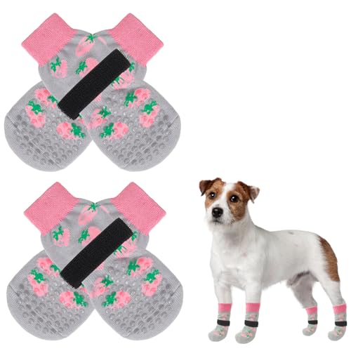 SCENEREAL Rutschfeste Hundesocken für heiße/kalte Gehwege, doppelseitige Hundestiefel und Pfotenschutz gegen Lecken der Pfoten, rutschfeste Anti-Rutsch-Socken für kleine, mittelgroße und große ältere von SCENEREAL