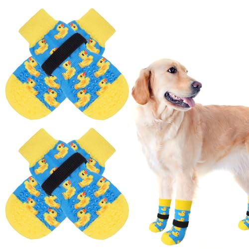 SCENEREAL Rutschfeste Hundesocken für heiße/kalte Gehwege, doppelseitige Hundestiefel und Pfotenschutz gegen Lecken der Pfoten, rutschfeste Anti-Rutsch-Socken für kleine, mittelgroße und große ältere von SCENEREAL