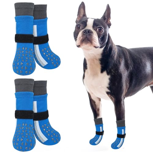 SCENEREAL Rutschfeste Hundesocken für heißen Bürgersteig, um das Lecken der Pfoten zu verhindern, lange, sportliche Stil, reflektierende Hundesocken für Hartholzböden, Hundeschuhe, Stiefeletten und von SCENEREAL