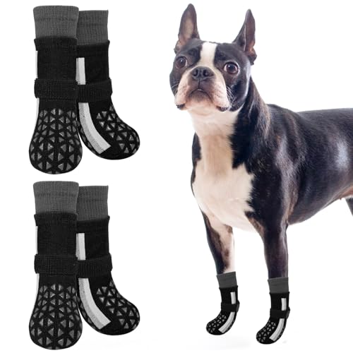 SCENEREAL Rutschfeste Hundesocken für heißen Bürgersteig, um das Lecken der Pfoten zu verhindern, lange, sportliche Stil, reflektierende Hundesocken für Hartholzböden, Hundeschuhe und Pfotenschutz für von SCENEREAL
