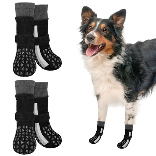 SCENEREAL Rutschfeste Hundesocken für heißen Bürgersteig gegen Lecken der Pfoten, lange, sportliche Stil, reflektierende Hundesocken für Hartholzböden, Hundeschuhe und Pfotenschutz für große ältere SCENEREAL Rutschfeste Hundesocken für heißen Bürgersteig gegen Lecken der Pfoten, lange, sportliche Stil, reflektierende Hundesocken für Hartholzböden, Hundeschuhe und Pfotenschutz für große ältere von SCENEREAL