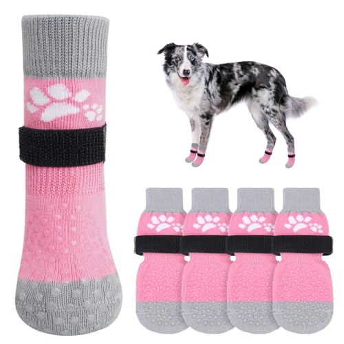 SCENEREAL Rutschfeste Hundesocken gegen Lecken von Pfoten für Hartholzböden, Stiefel und Pfotenschutzschuhe für heiße/kalte Gehwege mit Greifern, doppelseitige Griffe für kleine, mittelgroße und große SCENEREAL Rutschfeste Hundesocken gegen Lecken von Pfoten für Hartholzböden, Stiefel und Pfotenschutzschuhe für heiße/kalte Gehwege mit Greifern, doppelseitige Griffe für kleine, mittelgroße und große von SCENEREAL