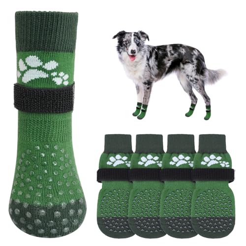 SCENEREAL Rutschfeste Hundesocken gegen Lecken von Pfoten für Hartholzböden, Stiefel und Pfotenschutzschuhe für heiße/kalte Gehwege mit Greifern, doppelseitige Griffe für kleine, mittelgroße und große von SCENEREAL