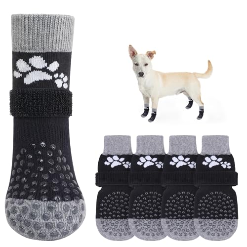 SCENEREAL Rutschfeste Hundesocken gegen Lecken von Pfoten für Hartholzböden, Stiefel und Pfotenschutzschuhe für heiße/kalte Gehwege mit Greifern, doppelseitige Griffe für kleine, mittelgroße und große SCENEREAL Rutschfeste Hundesocken gegen Lecken von Pfoten für Hartholzböden, Stiefel und Pfotenschutzschuhe für heiße/kalte Gehwege mit Greifern, doppelseitige Griffe für kleine, mittelgroße und große von SCENEREAL