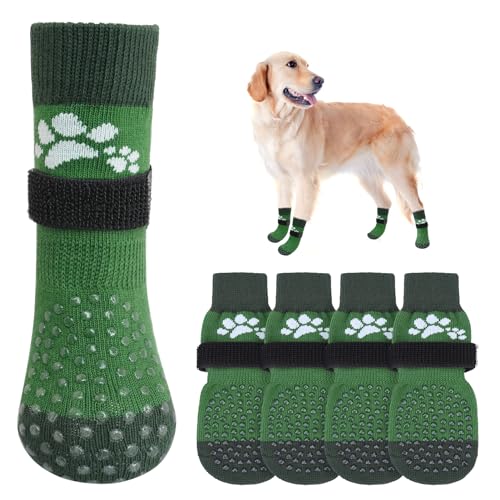 SCENEREAL Rutschfeste Hundesocken gegen Lecken von Pfoten für Hartholzböden, Stiefel und Pfotenschutzschuhe für heiße/kalte Gehwege mit Greifern, doppelseitige Griffe für kleine, mittelgroße und große von SCENEREAL