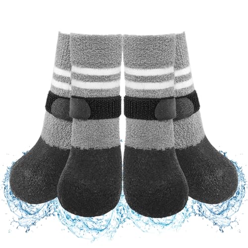 SCENEREAL Rutschfeste Hundestiefel und -schuhe für heiße/kalte Gehwege, um Lecken zu verhindern, wasserdichte Hundesocken, Pfotenschutz für kleine, mittelgroße und große Hunde, Traktionskontrolle auf von SCENEREAL