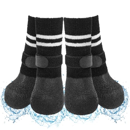 SCENEREAL Rutschfeste Hundestiefel und -schuhe für heiße/kalte Gehwege, um Lecken zu verhindern, wasserdichte Hundesocken, Pfotenschutz für kleine, mittelgroße und große Hunde, Traktionskontrolle auf von SCENEREAL