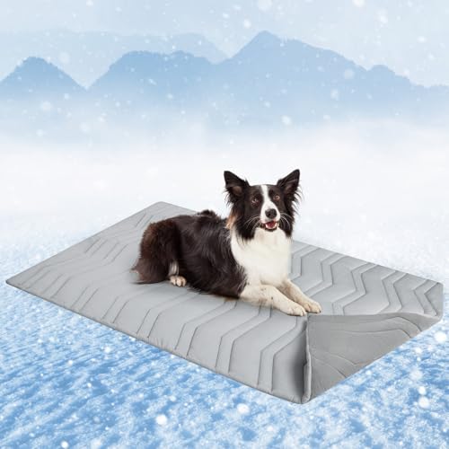 SCENEREAL Kühlmatte für Hunde, wendbar, selbstkühlend, kühlend (kühl und warm), 121,9 x 71,1 cm, dicke Eiskühlmatte für Kiste, Zwinger, Sofa, drinnen und draußen, kein giftiges Gel, maschinenwaschbar von SCENEREAL