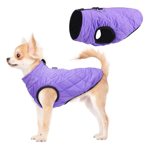 SCENEREAL Warme Hundejacke – Wintermantel mit Geschirr, wasserdicht, Fleece-Pufferweste, winddicht, Schneekleidung für kleine bis mittelgroße Hunde von SCENEREAL