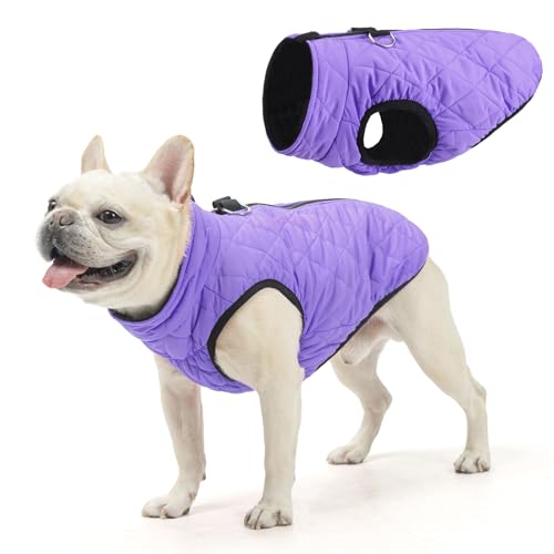 SCENEREAL Wintermantel für Hunde – Warme Jacke mit integriertem Geschirr, wasserdichte Fleece-Pufferweste, winddicht, Schneekleidung für kleine bis mittelgroße Hunde von SCENEREAL