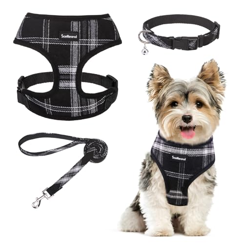 SCENEREAL Welpengeschirr mit Leine, Halsband-Set für kleine und mittelgroße Hunde, Schwarz, Größe XS SCENEREAL Welpengeschirr mit Leine, Halsband-Set für kleine und mittelgroße Hunde, Schwarz, Größe XS von SCENEREAL