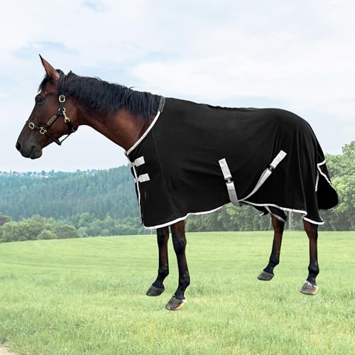 Pferdedecke aus Fleece, Schwarz mit weißem Rand, 200 cm, Schwarz Pferdedecke aus Fleece, Schwarz mit weißem Rand, 200 cm, Schwarz von SCGFPOE