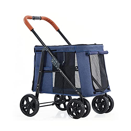 Haustier-Hundewagen für große Hunde, Faltbarer Hundewagen, Kinderwagen, Reisebuggy, Kinderwagen mit 4 Rädern, Aufbewahrungskorb, Premium-Luxus-Katzenwagen für 2 Katzen und Welpen – 75 Pfund (Farbe: von SCHAAN