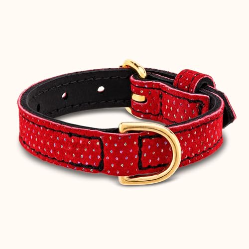 Schaetzlein´s Hundehalsband Chizzola aus Leder - XXS - Rot, Schwarz -Extrem leicht - Anschmiegsam - Temperaturregulierend von SCHAETZLEIN'S