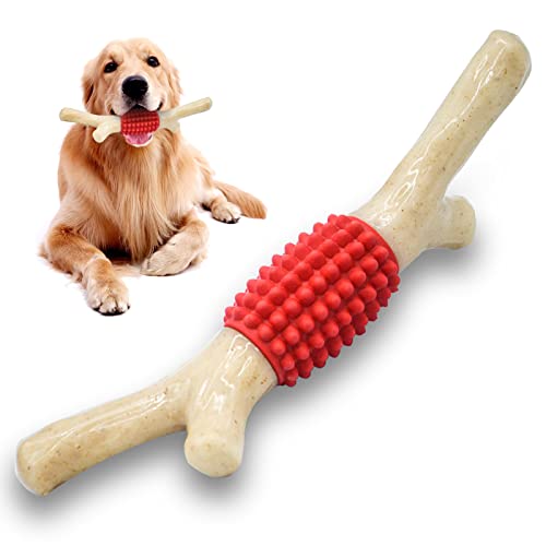 SCHITEC Hundekauspielzeug für Aggressive Kauer, Robuster Großer Beißstab aus Nylon und Gummi mit Echtem Bacon-Geschmack für Große Mittelgroße Rassen, Unzerstörbares Strapazierfähiges Hundespielzeug von SCHITEC