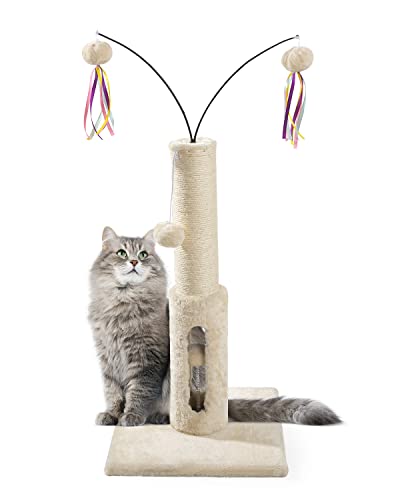 Kratzbaum für Katzen, 4-in-1 Kratzstange Sisalseil Kratzbaum mit interaktivem Spielzeug & hängenden Bällen für Indoor-Katzen (Klein 63,5 cm hoch für Kätzchen) von SCHITEC