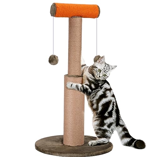Kratzbaum für Katzen, Sisalseil, Kratzbaum mit hängenden Bällen für Indoor-Katzen von SCHITEC