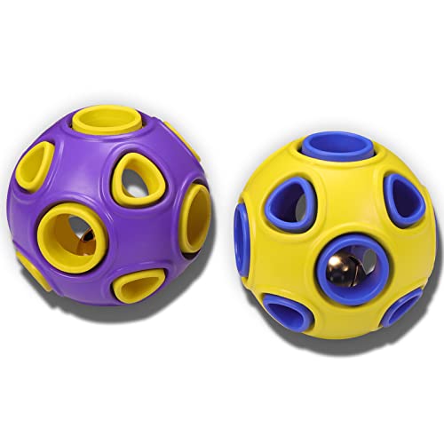 SCHITEC Hundebälle mit Glockenklang, Gummi-federnde Fetch Ball für mittlere große Hunde, interaktive Haustier Kauspielzeug (Large 3") von SCHITEC