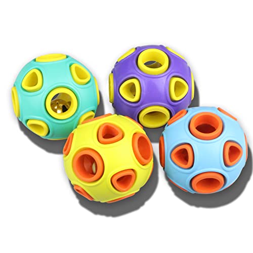 SCHITEC Hundebälle mit Glockenklang, Gummi-federnde Fetch Ball für mittlere große Hunde, interaktive Haustier Kauspielzeug (Small 2") von SCHITEC