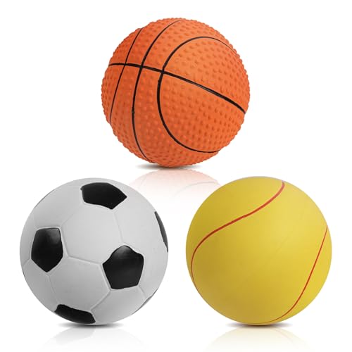 SCHITEC Quietschende Hundespielzeugbälle, Latex-Gummi, Quietschspielzeug, 7,6 cm, interaktiver Apportierball für mittelgroße Hunderassen, 3 Stück SCHITEC Quietschende Hundespielzeugbälle, Latex-Gummi, Quietschspielzeug, 7,6 cm, interaktiver Apportierball für mittelgroße Hunderassen, 3 Stück von SCHITEC
