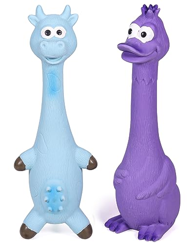 SCHITEC Quietschendes Hundespielzeug, 2 Pack Squeak Latex Spielzeug mit interaktivem Squeaker, Squeak Gummi Ente Huhn für Mittlere Kleine Hunde SCHITEC Quietschendes Hundespielzeug, 2 Pack Squeak Latex Spielzeug mit interaktivem Squeaker, Squeak Gummi Ente Huhn für Mittlere Kleine Hunde von SCHITEC