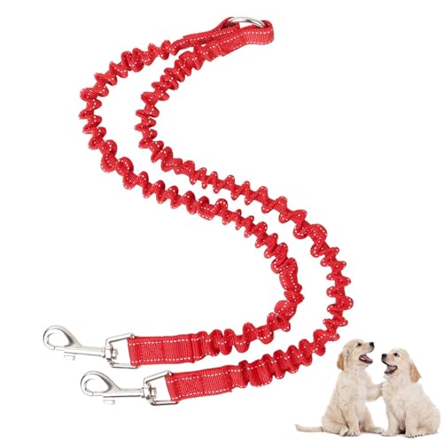Praktische Doppel-Hundeleinenkupplung, elastisch, verstellbar, Doppel-Leine, 2 Haustier-Trainingsleine, Splitter für Spaziergänge mit 2 Hunden, Rot Praktische Doppel-Hundeleinenkupplung, elastisch, verstellbar, Doppel-Leine, 2 Haustier-Trainingsleine, Splitter für Spaziergänge mit 2 Hunden, Rot von SCHUIWINNER