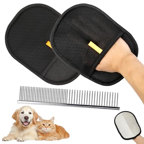 SCROLIEY Haustierpflegehandschuhe, doppelseitige Fellpflege-Handschuhe für Hund und Katze, statische Entfernungshandschuhe für Tierhaare, wiederverwendbare Tierhaarentferner-Handschuhe zum Waschen SCROLIEY Haustierpflegehandschuhe, doppelseitige Fellpflege-Handschuhe für Hund und Katze, statische Entfernungshandschuhe für Tierhaare, wiederverwendbare Tierhaarentferner-Handschuhe zum Waschen von SCROLIEY