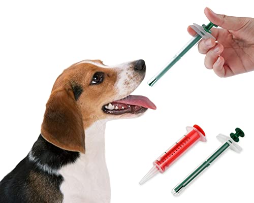 SCSpecial Pet Piller 2 Stück Kunststoff Pet Pill Poppers Durable Handliche Pet Pill Dispenser Medizinische Tabletten Fütterungswerkzeug für Hunde und große Katzen (Tablettengeber+Spritze) von SCSpecial